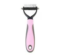 Dog Grooming Shedding Tools with Handle, Double Sided Dog Hair Removal Comb for Removes Tangles and Knots(Color:Pink S)
