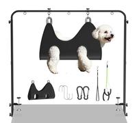 Dog Grooming Table Arm with Hammock,42" H Adjustable Pet Table Arm with Loop Noose and No Sit Haunch Holder,Arm for Grooming Tables for Small/Medium Pets,Height 20''-42'', Width 27''-39'',Stable