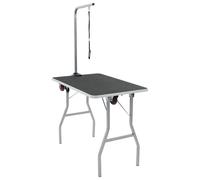 Dog Grooming Table Black MDF Rubber 91.5x61.5x156cm Foldable with Castors Arm XL