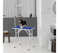 PawHut Foldable Dog Grooming Table Adjustable Arm - Blue - Rubber, Stainless Steel, Metal - 1