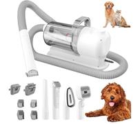 Dog Grooming Vacuum Kit with 2.5L Large Dust Cup, 6-in-1 Pet Grooming Vacuum and Shedding Brush for Dogs, Hair Suction Clipper with 6 Guide Combs and Cleaning Tools for Pet Hair Removal