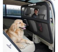 Dog Guard for Car Boot & Back Seat with Wider Coverage, Universal Fit Dog Barrier for Car, SUV & Truck, Dog Car Divider with Chew-Proof Transparent Net and Sturdy Metal Frame for Backseat & Trunk