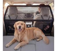 Dog Guard for Car Boot, Heavy Duty Dog Car Barrier with Metal Frame & Transparent Chew-Resistant Net, Wider Coverage Car Dog Guard for SUV, Hatchback & Truck, Back Seat & Cargo Divider 142x81cm