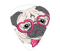 Dog Guitar Picks 12 Pack Universal ABS Guitar Picks,Fashionable Dog with Heart Glasses and Dotted Bow Tie I Love Pugs Draw,for Acoustic and Electric Guitar,Pink