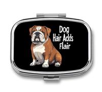 Dog Hair Adds Flair English Bulldog Dog Cute Travel Pill Organizer Portable Small Square Medicine Case Box for Pocket Purse