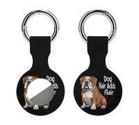 Dog Hair Adds Flair English Bulldog Dog Funny GPS Cases Holder with Key Chain Ring Protective Cover Compatible with Airtag 1PCS