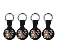 Dog Hair Adds Flair English Bulldog Dog Funny GPS Cases Holder with Key Chain Ring Protective Cover Compatible with Airtag 4PCS