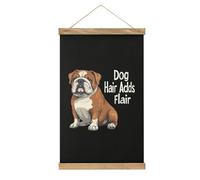 Dog Hair Adds Flair English Bulldog Dog Printed Linen Hanging Poster Lightweight Wall Art Painting Artwork for Home Decor