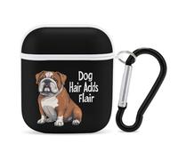 Dog Hair Adds Flair English Bulldog Dog Trendy Bluetooth Earbuds Protector Cute Wireless Earbud Case Covers Compatible with Airpods 1/2