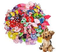Dog Hair Bow, 20Pcs Mix Colors Pet Dog Cat Hair Bows Tie Puppy Rubber Bands Grooming Costumes Accessories
