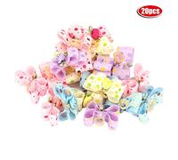 Dog Hair Bowknot 20Pcs Elastic Band Pet Puppy Grooming Hair Accessories Random Color for Birthday Parties Christmas [Pet Hair Accessories]
