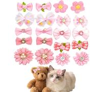 Dog Hair Bows - 20 Pack Pink Bows for Dogs with Elastic Bands - 10 Cute Styles - Dog Bows for Small Medium Dogs - Pet Hair Accessories for Daily Wear, Party & Photoshoot