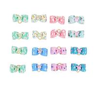 Dog Hair Bows Floral Pattern 2 Layer Butterfly Pet Hair Bowknot with Rubber Bands Dog Puppy Cat Accessories