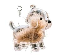 Dog Hair Collector Keychain Charm Memorial Storage Box, Pet Hair Memorial Keepsake, Transparent Cute Keychain, Pet Hair Keepsake Box for Dog, Fur Memorial Keyring for Pet, Dog Keychain Pendant (D)