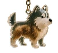 Dog Hair Collector Keychain Charm Memorial Storage Box, Transparent Keepsake Capsule For Pet Fur, Sentimental Memorial Gift For Dog Lovers To Cherish Forever(Alaskan Malamute)