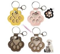 Dog Hair Collector Keychain Charm Pet Hair Memory Collector Keepsake Keyring for Collecting Hair Dog Cat Paw Shape Leather Keychain Pendant Pets Lovers Gifts Including Tweezers (E,4PCS)