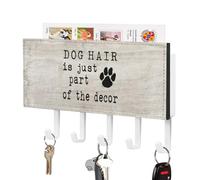 Dog Hair is Just Part of The Decor Key Holder for Wall, Quotes Mail Holder and Key Rack for Entryway,Rustic Key Hangers with 5 Hooks, Wall Mount for Entryway, Mudroom, Hallway