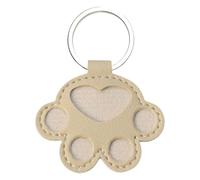 Dog Hair Keepsake Key Chain - Leather Pet Keepsake Keyring | Cute Paw Shaped Cat Hair Collector Memorial Keyring | Pet Memorial Pendant Charm for Bag Purse Backpack Car Key (Beige)