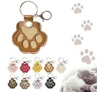 Dog Hair Storage Keychain, Cute Leather Paw Keychain Pet Hair Keepsake Keyring, Cat Paw Shaped Keychain, Handmade Key Holder, Pet Memorial Gifts for Bag Purse Paw Charm Key Holder (Brown)