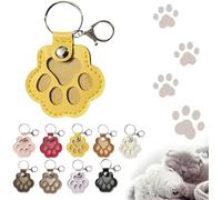 Dog Hair Storage Keychain, Cute Leather Paw Keychain Pet Hair Keepsake Keyring, Cat Paw Shaped Keychain, Handmade Key Holder, Pet Memorial Gifts for Bag Purse Paw Charm Key Holder (Yellow)