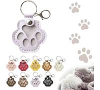 Dog Hair Storage Keychain, Cute Leather Paw Keychain Pet Hair Keepsake Keyring, Cat Paw Shaped Keychain, Handmade Key Holder, Pet Memorial Gifts for Bag Purse Paw Charm Key Holder (Purple)