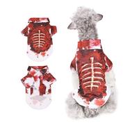 Dog Halloween Blood Costume,Cat/Dog Terrifying Bloody Skeleton Shirt,Horror Holiday Pet Spooky Cosplay Outfit for Cat Small Medium Dog_XS
