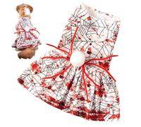 Dog Halloween Clothes,Halloween Spider Puppy Dress - Bloody Halloween Puppy Dress, Spooky Doggie Holiday Skirts For Halloween Party Outfit