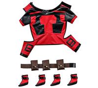 Dog Halloween Costume 1 Set Superhero Dog Costume Includes Clothes, Boots & Belt Nylon Black & Red Costumes for Small Dogs, S Pet Costumes for Dogs for Small