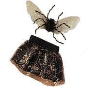 Dog Halloween Costume,2 pieces-Wings and Skirt Decorated with Spiders Party Cosplay Pet Outfits, Funny Puppy Clothes Halloween Dog Apparel,for Small Medium Big Dogs and cats(Size:Large)