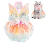 Dog Halloween Costume Butterfly Dog Dresses for Small Dogs Girl, Dogs Halloween Dress Pet Butterfly Costume Princess Rainbow Lace Dress Cute Cat Outfit for Puppy Wedding Party Halloween