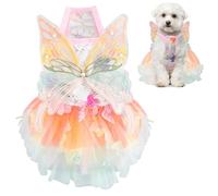 Dog Halloween Costume Butterfly Dog Dresses for Small Dogs Girl, Dogs Halloween Dress Pet Butterfly Costume Princess Rainbow Lace Dress Cute Cat Outfit for Puppy Wedding Party Halloween