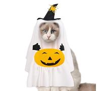Dog Halloween Costume, Ghost Dog Halloween Costume|Pumpkin Witch Hat Halloween White Ghost Cape Dog Cat Costumes Party Clothes for Gathering