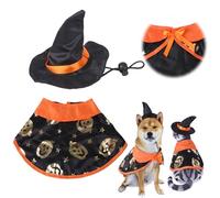 Dog Halloween Costume With Cape Vampire/Witch/Devil Bat Fancy Dress Outfit | Halloween Costumes for Dogs Cats With Wizard Hat Vampire Cloak Clothing & Accessories for Small Medium Pets Dracula Cape