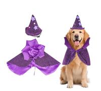 Dog Halloween Costumes - 2pcs Dog Witch Cloak & Witch Hat for Pet, Adjustable Witch Outfits for Small to Large Dogs & Cats, Great for Halloween & Carnival