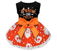 Dog Halloween Costumes Dog Dresses, Halloween Costumes for Dogs Funny Puppy Dress with Bow for Small Large Dogs, Pumpkin Witch Bat Pet Costume Halloween Christmas (Large, Trick or Treat)