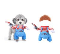 Dog Halloween Costumes, Funny Dogs Outfit, Fancy Pet Dog Clothes, Cat Cosplay Costume for Halloween Party Decorations Pets Birthdays Festivals, Chucky Puppy Costume for Small Dogs Cats (S)