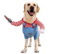 Dog Halloween Costumes, Funny Novelty Chucky Dog Cats Doll Play Cosplay Costume Clothes for Holiday Christmas Dress-up Party for Puppy Medium Large Dogs (Blue,L)