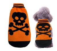 Dog Halloween Costumes, Halloween Dog Jumpers Skull Sweater Puppy Cat Turtleneck Knitwear Winter Warm Pet Clothes for Small Dogs Puppy Cat, M