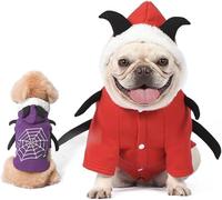 Dog Halloween Costumes Set of 2 pieces,with Black Devil and Spiderweb Hoodie Funny Spider Pet Apparel Carnival Cosplay Clothes Cute Washable Pets Outfits for Small and Med(Size:2pcs:Large)
