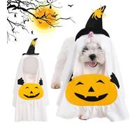 Dog Halloween Costumes,White Ghost Costume with Pumpkin Pocket for Dog Cat Ghost Cosplay Clothes,Cute Pet Outfit Clothes for Halloween Cosplay Party