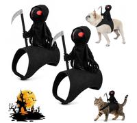Dog Halloween Grim Reaper Rider Costume, 3D Cosplay Outfit with Adjustable Magic, Funny Holiday Party Apparel for Small, Medium, Cats and Dogs, Parties & Daily Wear，L-2pcs