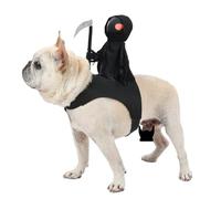 Dog Halloween Grim Reaper Rider Costume, 3D Pet Grim Reaper Rider Costume with Magic Tape, Adjustable Doll Costumes for Halloween Dog, Pet Incarnate Knight Clothes for Small Medium Cats and Dogs