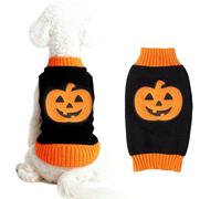 Dog Halloween Jumper Knitted Pumpkin Dog Halloween Costume Jumper for Small Medium Large Dogs Funny Outfit for Cats & Puppies Black (S)
