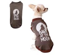 Dog Halloween Jumper, Pet Dog Sweater Bark at the Moon Halloween Dog Costume for Small/Medium Dogs Brown Machine Washable Funny Holiday Party Outfit for Puppies M/L - L46 x W23cm
