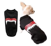 Dog Halloween Jumper, Pet Dog Sweater Fangtastic Halloween Dog Costume for Small/Medium Dogs Black Machine Washable Funny Holiday Party Outfit for Puppies M/L - L46 x W23cm