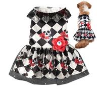 Dog Halloween Skirt - Lace Fabric Pet Costume, Skull Pattern Skirt | Small Medium Size With Eye Flower Design, Gothic Dress Up Outfit For Dogs Cosplay Halloween Party Festival Holiday Dress Accessorie