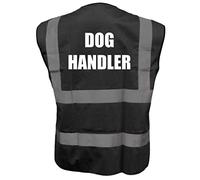 Dog Handler Printed Black Hi Vis Vest/Waistcoat, Security Officer, Security Guard Bouncer, Doorman, Events, Large