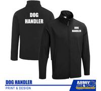 Dog Handler White Print Soft Shell Jacket Uniform Mens Zip Pockets W/Proof Coat