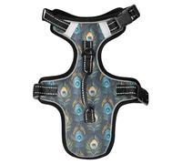 Dog Harness Abstract Peacock Feather Pattern No Pull Reflective Adjustable Dog Vest with 2 Leash Clips and Easy Control Handle for Small Medium Dogs Cats S