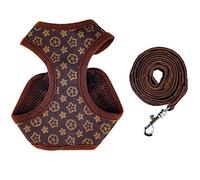 Dog Harness and Lead, Adjustable Soft Mesh Vest Harness Leash Set Mesh Padded Plaid Escape Proof Puppy Jacket for Boy Girl Pet Dogs for Puppies Dogs